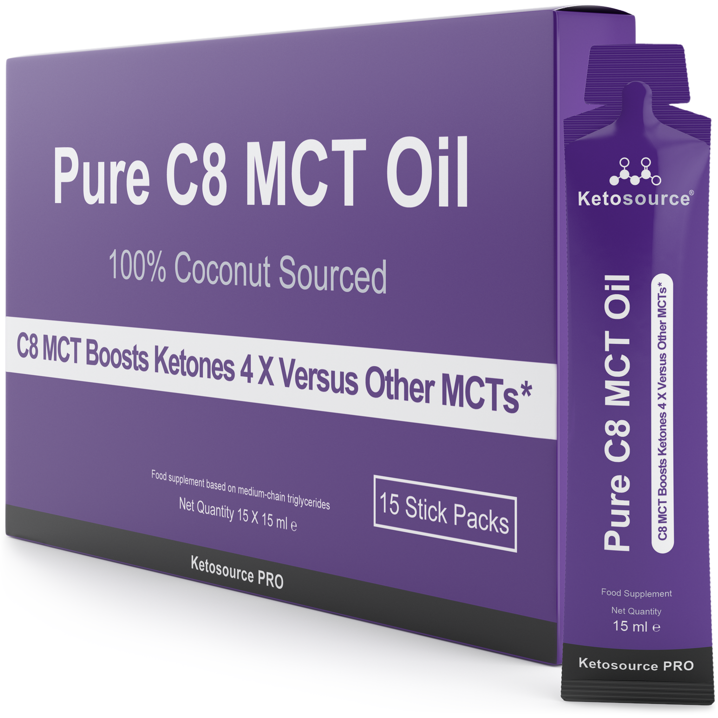Case of 24 x Pure C8 MCT Oil | 15 X 15 ml Packets Box
